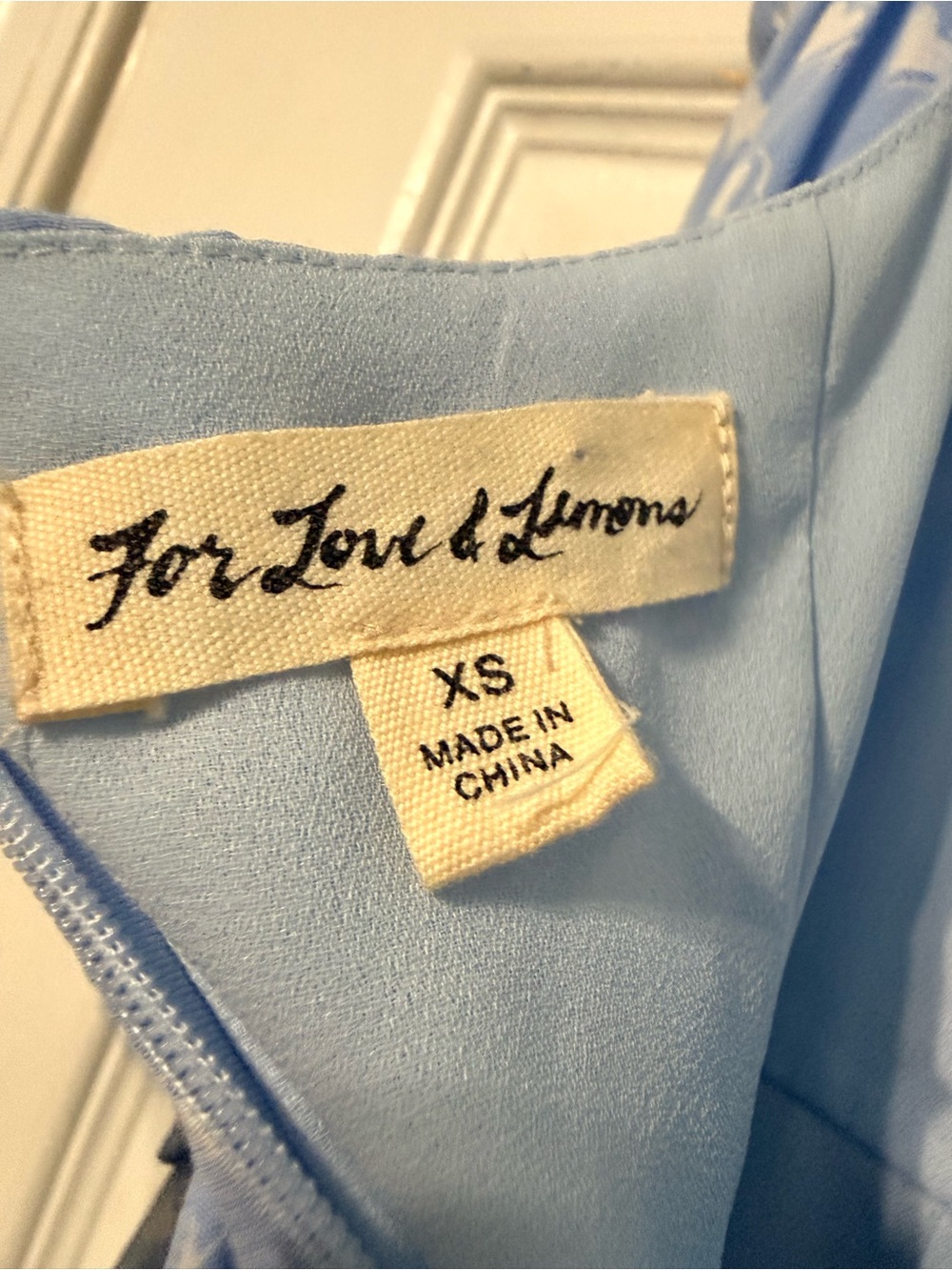For Love & Lemons Sweetheart Mini Dress Light Blue Heart Print Size XS - Picture 7 of 8